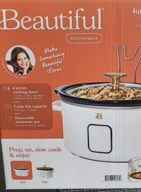 Beautiful By Drew White 4qt Slow Cooker NIB